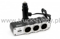 Rozgaziacz 12/24V 3 wyjcia + usb 5V