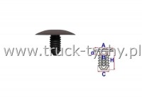 Spinka maski przedniej OPEL rednica 7,8 mm, h=28 