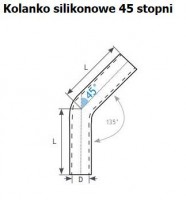 Kolanko silikonowe D= 16 X L 250x250, 45 stopni