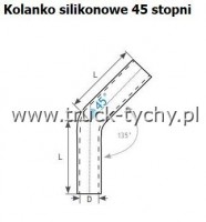 Kolanko silikonowe D= 25 X L 150X150, 45 stopni