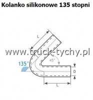 Kolanko silikonowe D= 16 X L 102x102, 135 stopni