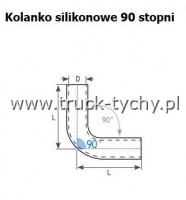 Kolanko silikonowe D= 20, L 250 x 250, 90 stopni