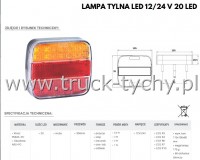 LAMPA TYLNA LED 12/24V 20 LED LEWA=PRAWA