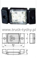 Lampa obrysowa biaa 12/24V led 73x33mm Horpol