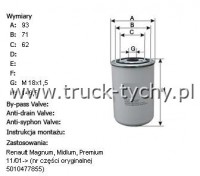 FILTR PALIWA RENAULT MAGNUM,MAJOR,PREMIUM,MIDLUM.